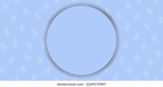 Vector. Chamomile flower background, copy space for text. Horizontal 
blue template for card, wedding invitation, party invitation, flyer, cover, brochur, social network. Hand-drawn sketch.