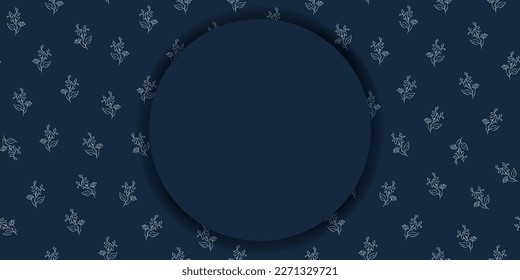 Vector. Chamomile flower background, copy space for text. Horizontal 
blue template for card, wedding invitation, party invitation, flyer, cover, brochur, social network. Hand-drawn sketch.