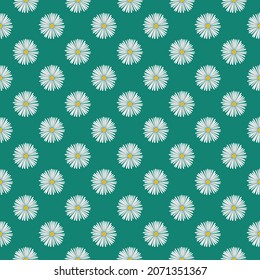 vector chamomile on a blue background. flowers seamless print. light summer print for clothing or print.
