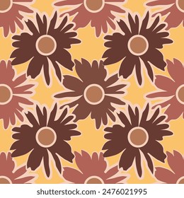 Vector - Chamomiles silhouette seamless pattern, colored.