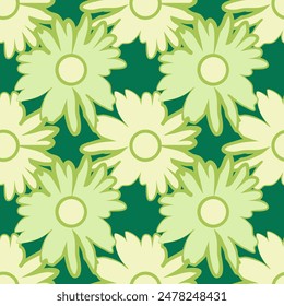 Vector - Chamomiles silhouette seamless pattern, colored.