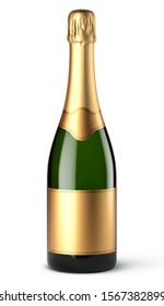 Векторная бутылка шампанского на белом фоне