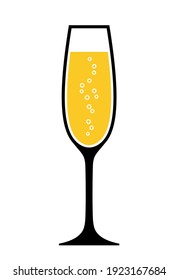 vector champagne glass isolated on white background