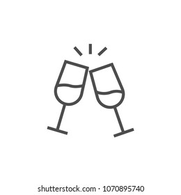 Vector champagne glasses icon flat style