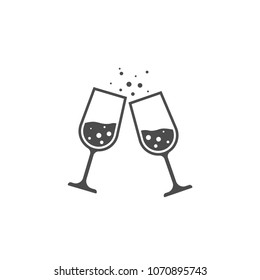Vector champagne glasses icon flat style