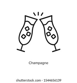 Vector champagne glasses icon flat style, new year party champagne glasses icon vector illustration