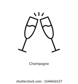 Vector Champagne Glasses Icon Flat Style, New Year Party Champagne Glasses Icon Vector Illustration