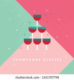 
Vector champagne glasses icon flat style