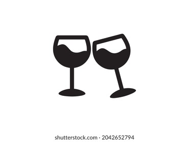 Vector champagne glasses icon flat style