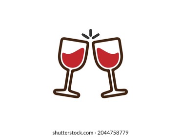 Icono de gafas de champán de vectores estilo plano