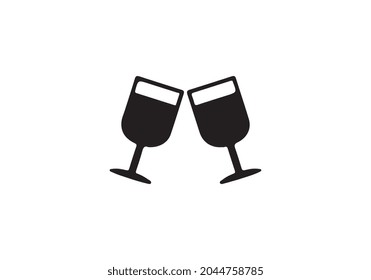 Vector champagne glasses icon flat style
