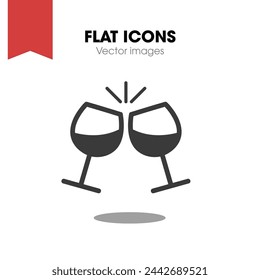 Vector champagne glasses icon flat style