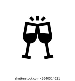 Vector champagne glasses icon flat style on white background