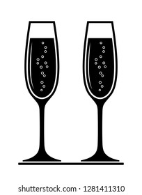 vector champagne glasses isolated on white background