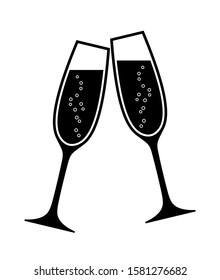 vector champagne glasses isolated on white background