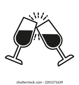 Vector champagne logo design. Black and white drink icon