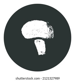 Vector champignon hand drawn icon. mushroom isolated Illustration. Vegetarian cooking courses symbol. Edible fungi sign. Pencil drawing for champignons label design. Vegan restaurant logo template.