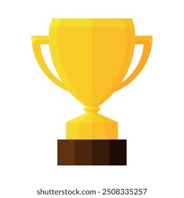 Vector champion four shades gold yellow sport trophy or cup with brown base on white background.