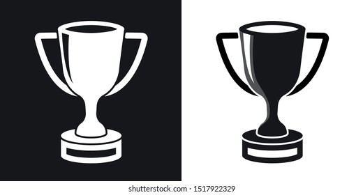 Vector champion's cup icon. Two-tone version on black and white background
