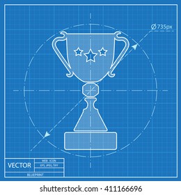 Vector Champions Cup symbol with stars on blue background