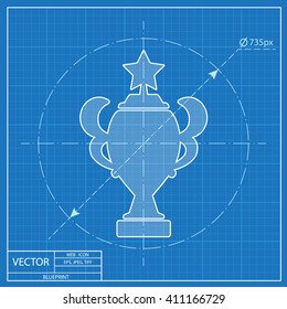 Vector Champions Cup symbol with stars on blue background