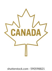 Vector Championship Gold Canadian Maple Leaf Graphic