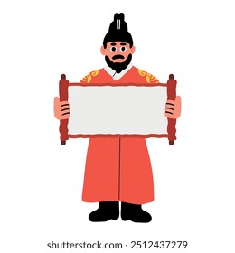 La Obra de Arte del Personaje de Vector de King Sejong con Desplazamiento Abierto