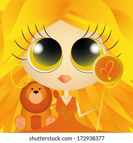 Vector Character With Astrological Sign Leo Isolated