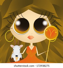 Vector Character With Astrological Sign Virgo Isolated