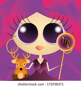 Vector Character With Astrological Sign Virgo Isolated