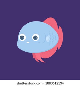 vector character of blue and red betta fish. the smiling and happy expression of a betta fish. fish are funny, cute, and adorable. flat style. design elements. can be used for mascot logos and sticker