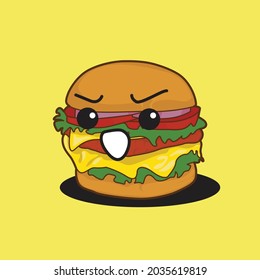 carácter vector. carácter de hamburguesa vectorial en diseño plano. vector modificable