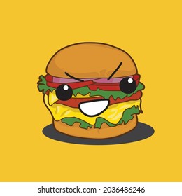 vector character . vector burger character in flat design. editable vector