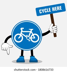 vector character of bycycle path traffic sign