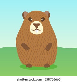 Vector character cartoon ground hog day crd template