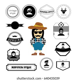 vector character cartoon hipster style   