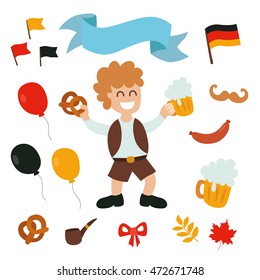 Vector character cartoon oktoberfest set design template.