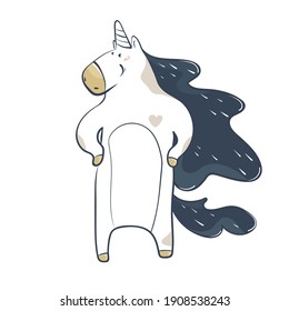 
Vektorgrafik, Cartoon, weißes Einhorn.