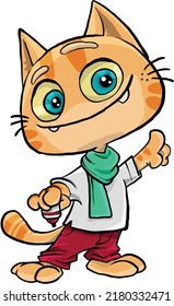 a vector character of a cat teaching something