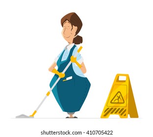 Vector character cleaner lady