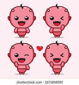 Vector Character of a cute and funny little devil mascot