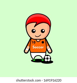 Vector character of a cute and funny soccer athlete. Vector character icon. Character illustration