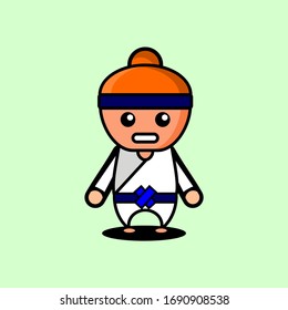 Vector character of a cute and funny taekwondo athlete. Vector character icon. Character illustration