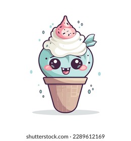 vector character of cute ice cream. smile cartoon character art