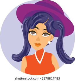 Vector character of cute kids wear Halloween party costume for avatar or user profile or icon or symbol in internet 