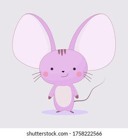 vector character, cute little mouse with big ears