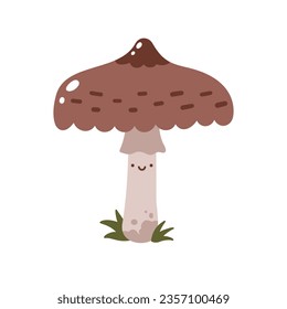 Vector character of cute mushroom. Illustration isolated on white background