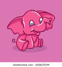 vector character cute pink elephant 2