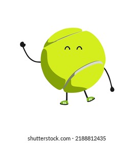 vector character, cute tennis ball, flat cartoon design style.