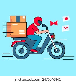Vector personaje delyveryman con paquete en su mano listo enviar al Cliente


